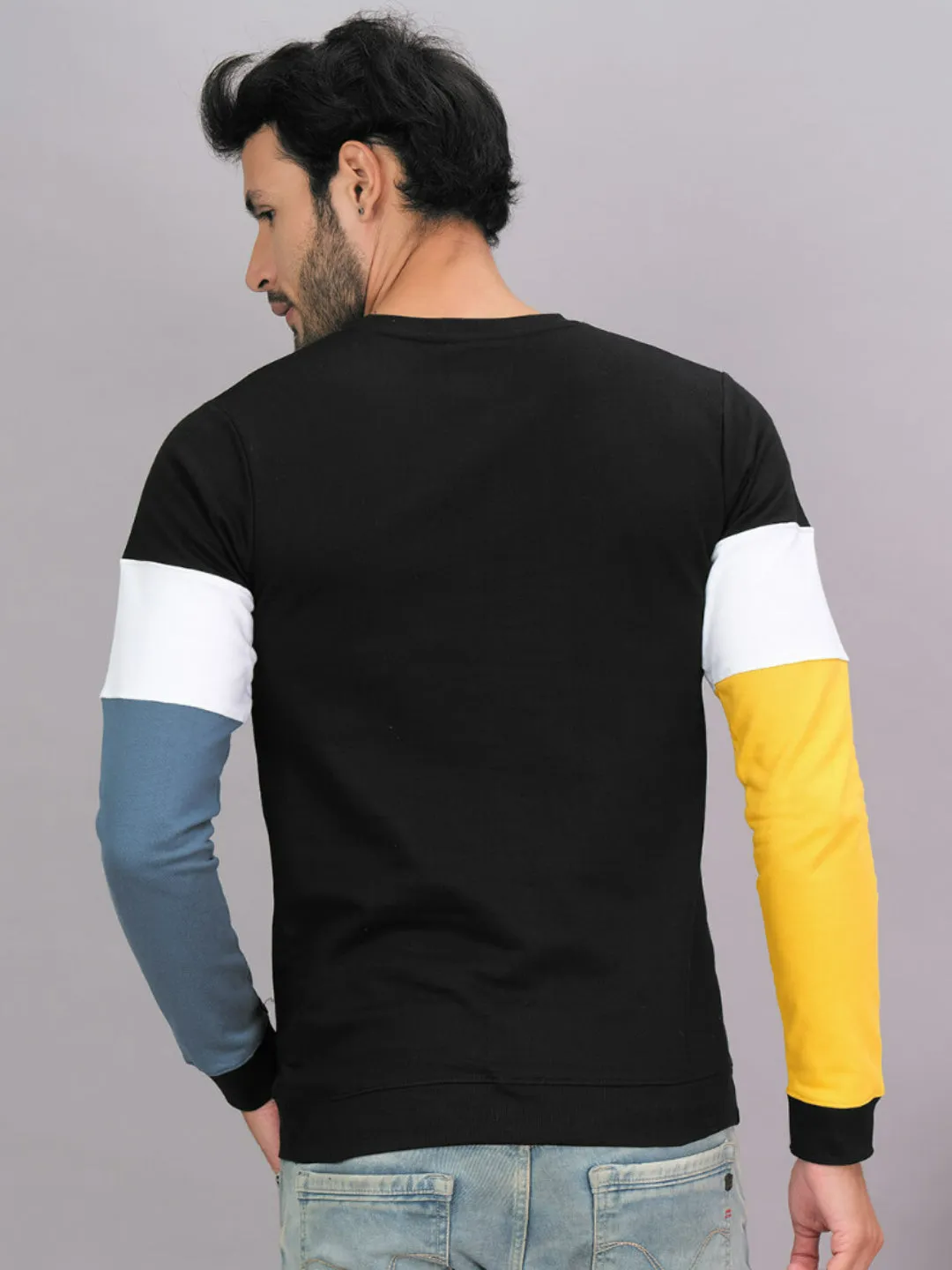 100% Cotton Color Blocked Full Sleeve Sweatshirt