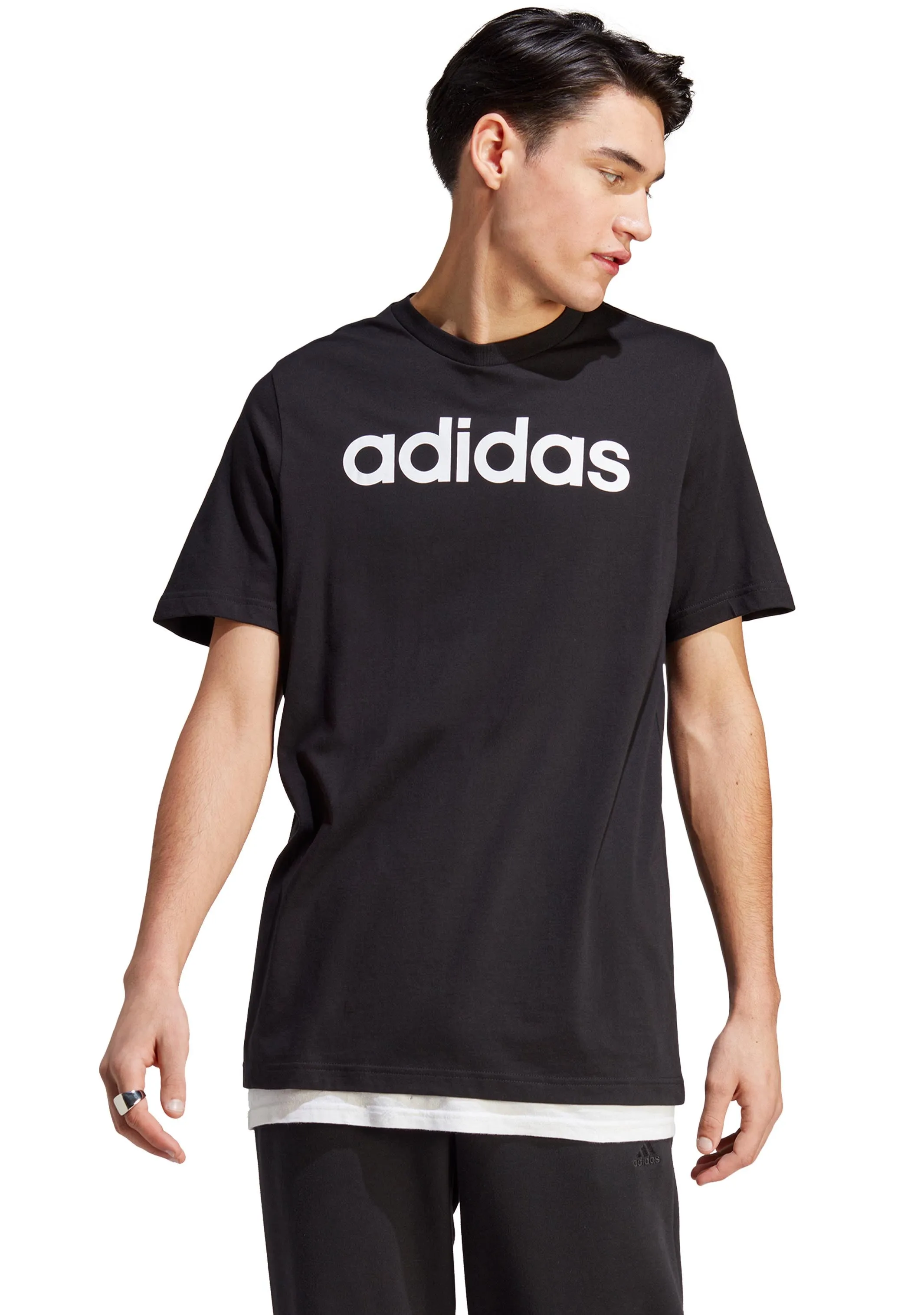 Adidas Mens Essentials Single Jersey Linear Embroidered Logo Tee <br> IC9274