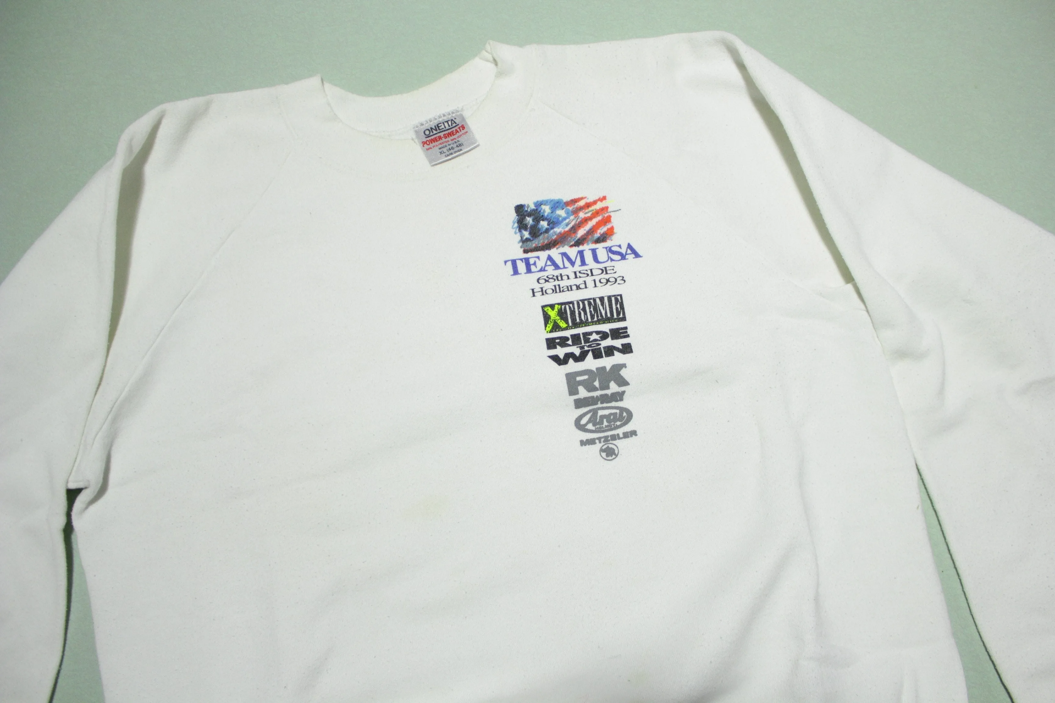 AMA Team USA 1993 ISDE Holland Vintage 90's Motorcycle Racing Crewneck Sweatshirt