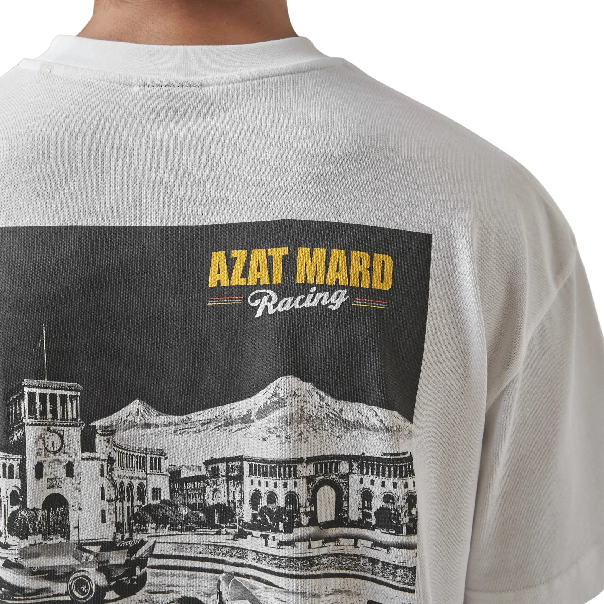 Mens White Azat Mard Yerevan Racing T-Shirt - Stylish Athletic Tee for Fans