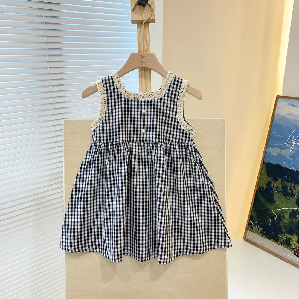 Baby Kid Girls Checked Dresses