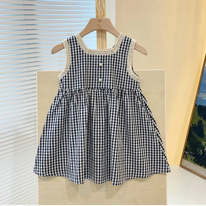 Baby Kid Girls Checked Dresses