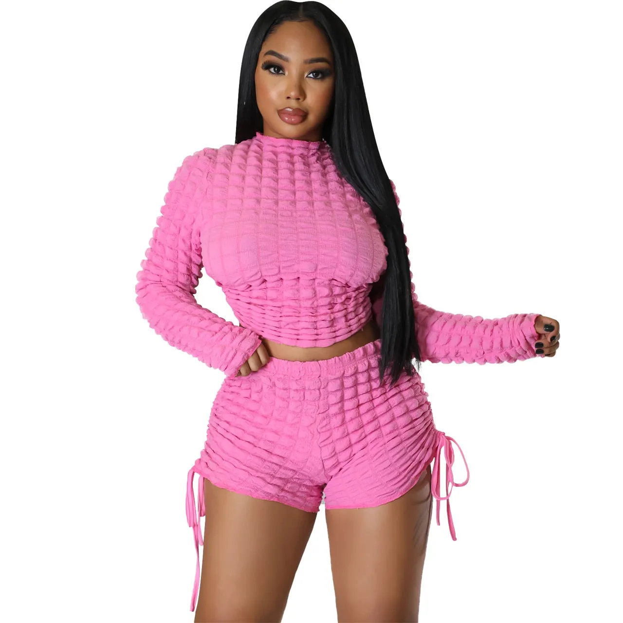 Backless Drawstring Bandage Short Tracksuit