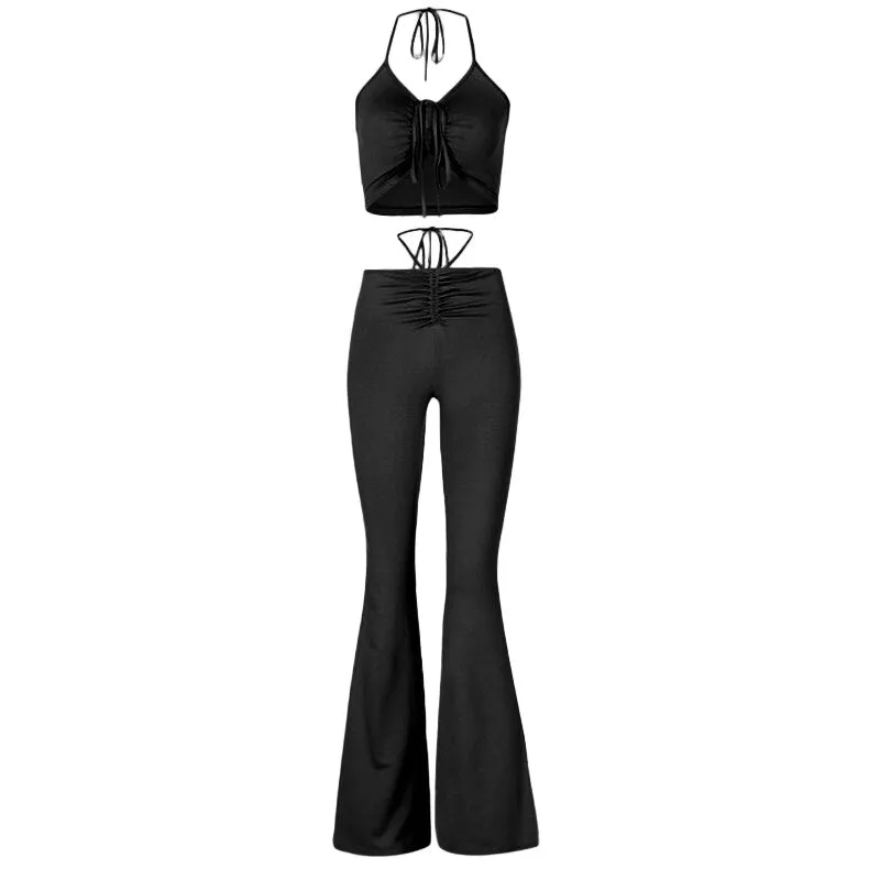 Bandage High Waist Flare Pant Sets