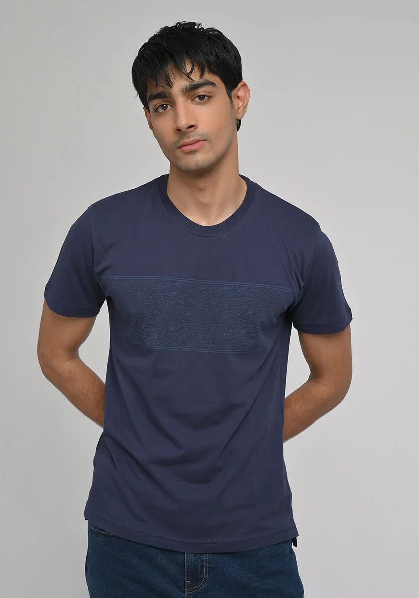 Basic Jersey Round Neck Blue T-Shirt