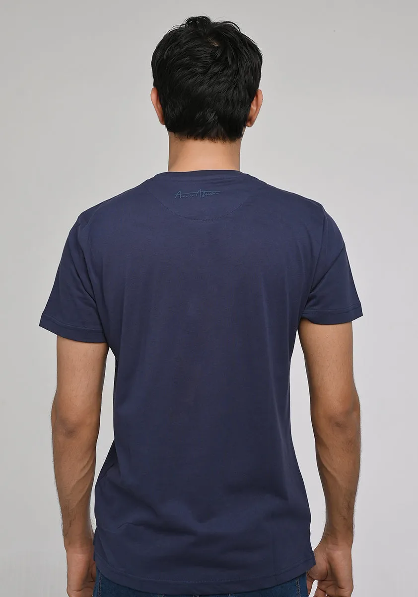 Basic Jersey Round Neck Blue T-Shirt