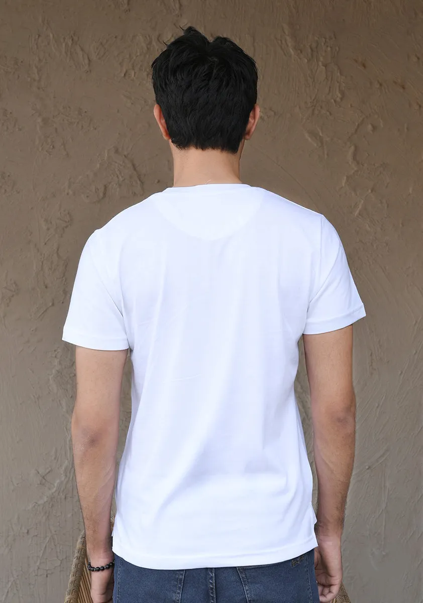 Basic Jersey Round Neck Off White T-Shirt