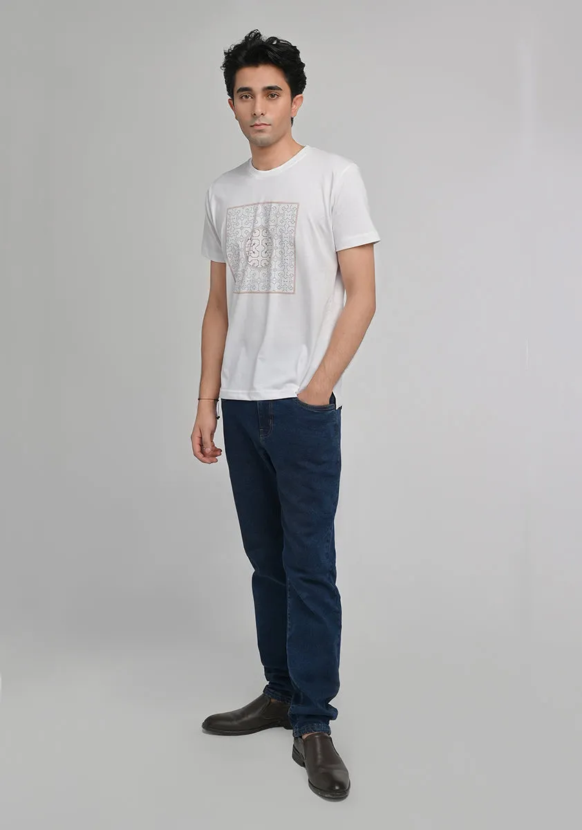 Basic Jersey Round Neck White T-Shirt