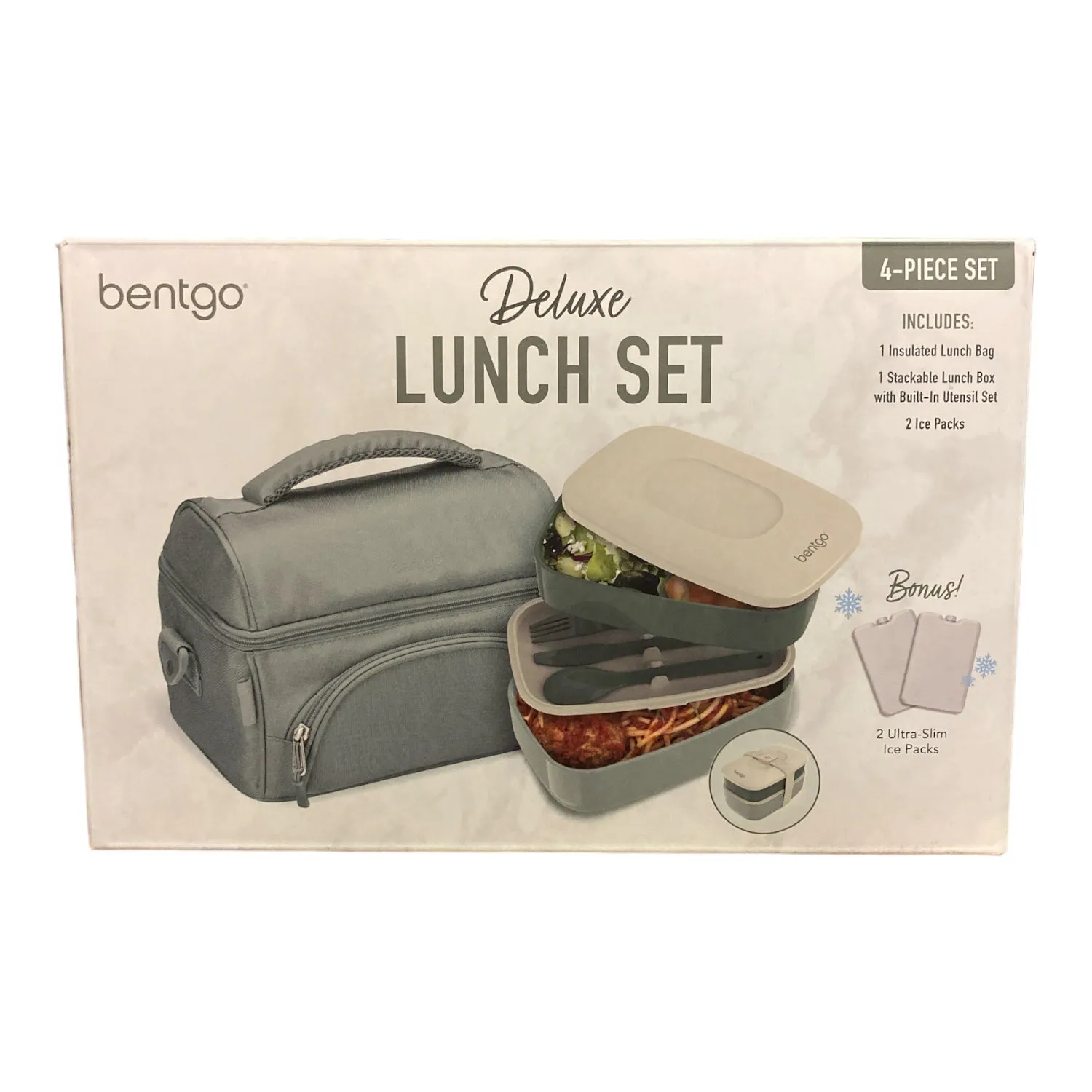 Bentgo 4-Piece Deluxe Set With Insulated Lunch Bag, Ice Packs & Bento Classic