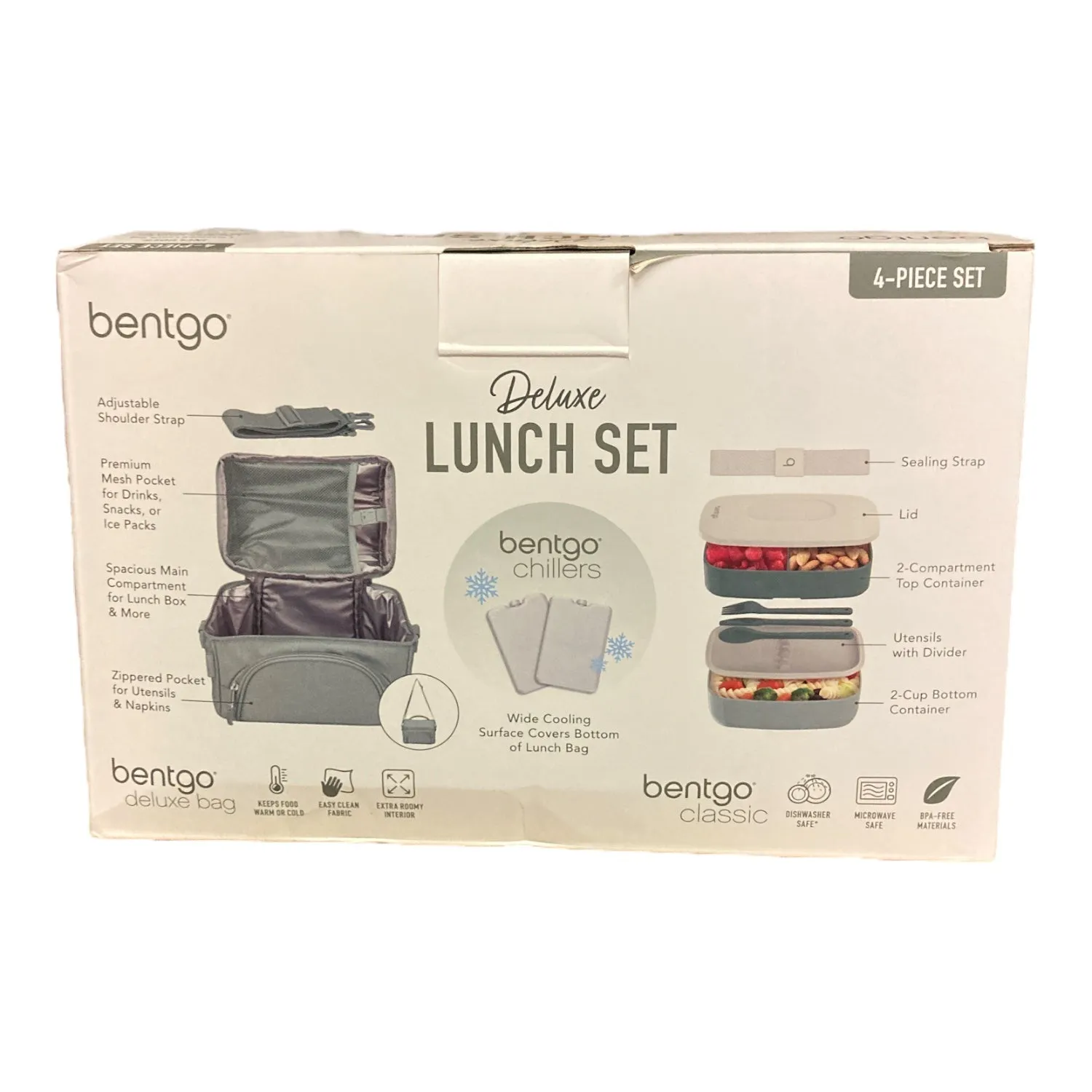 Bentgo 4-Piece Deluxe Set With Insulated Lunch Bag, Ice Packs & Bento Classic