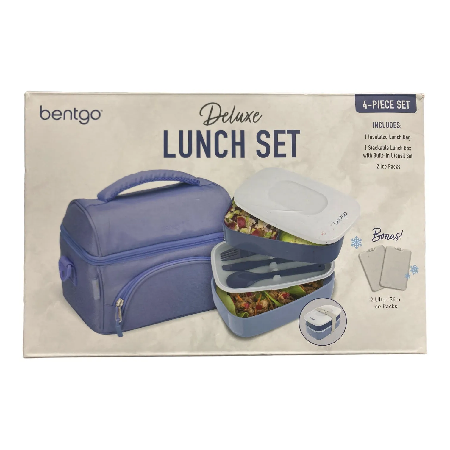 Bentgo 4-Piece Deluxe Set With Insulated Lunch Bag, Ice Packs & Bento Classic