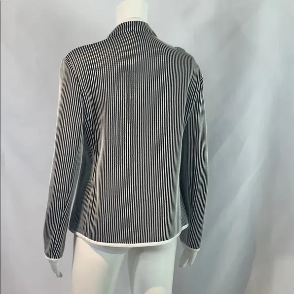 Black and White Striped Armani Zip Up