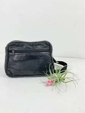 Black Patchwork Leather Fanny Pack