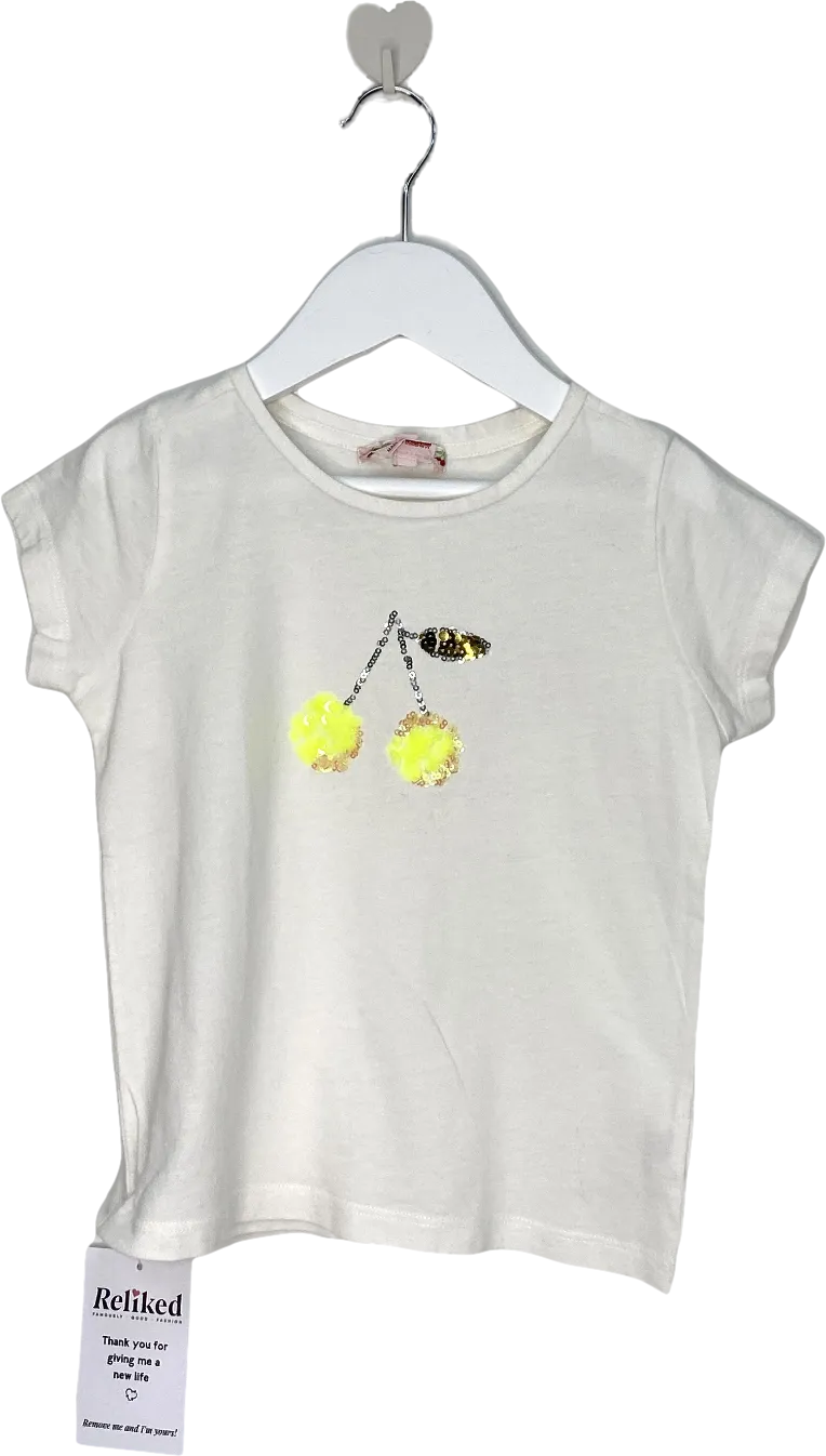 Bonpoint White Sequin Cherry T Shirt 4 Years