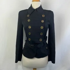 Burberry Black Double Breasted with Belt Jacket