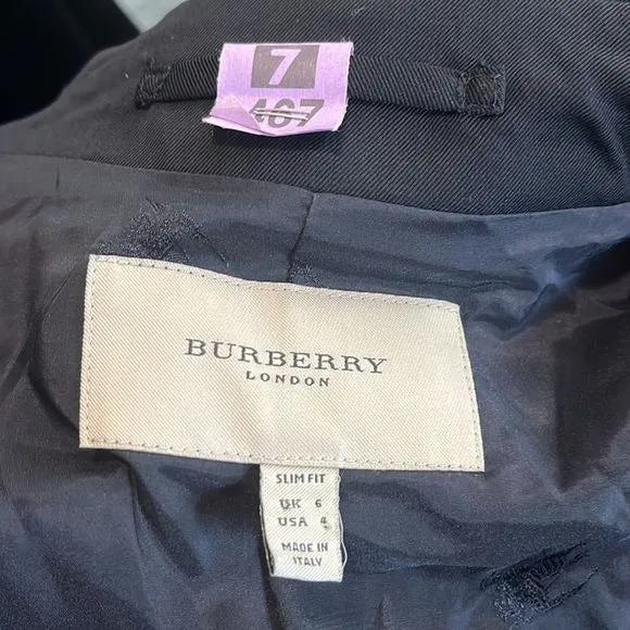 Burberry Black Double Breasted with Belt Jacket