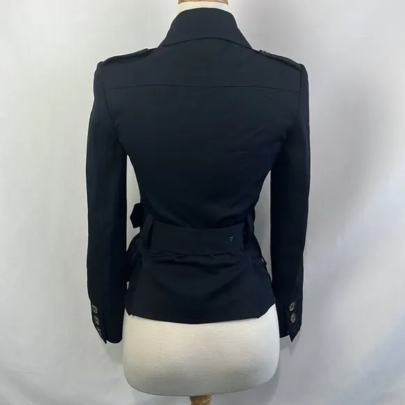 Burberry Black Double Breasted with Belt Jacket