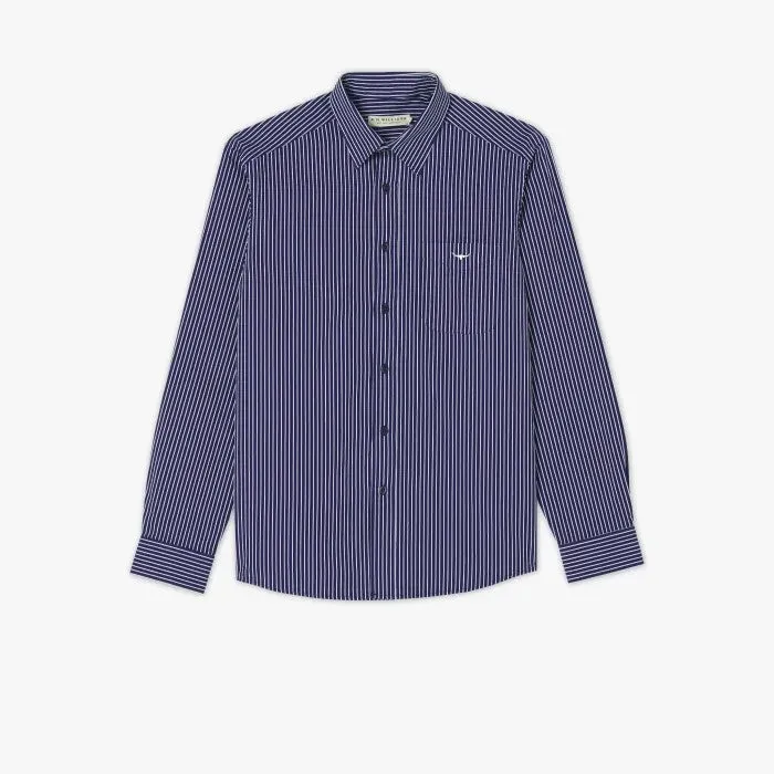 Collins Shirt - Stripe - Navy/White