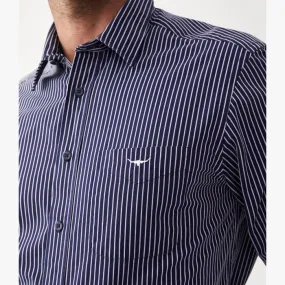 Collins Shirt - Stripe - Navy/White