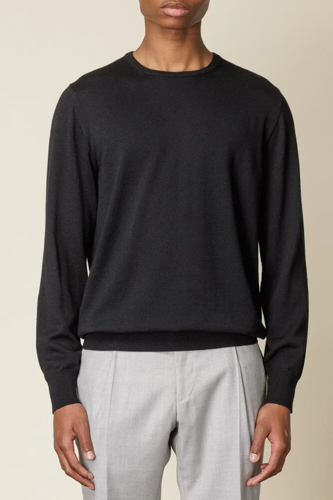 Crew Neck Merino Wool - Black