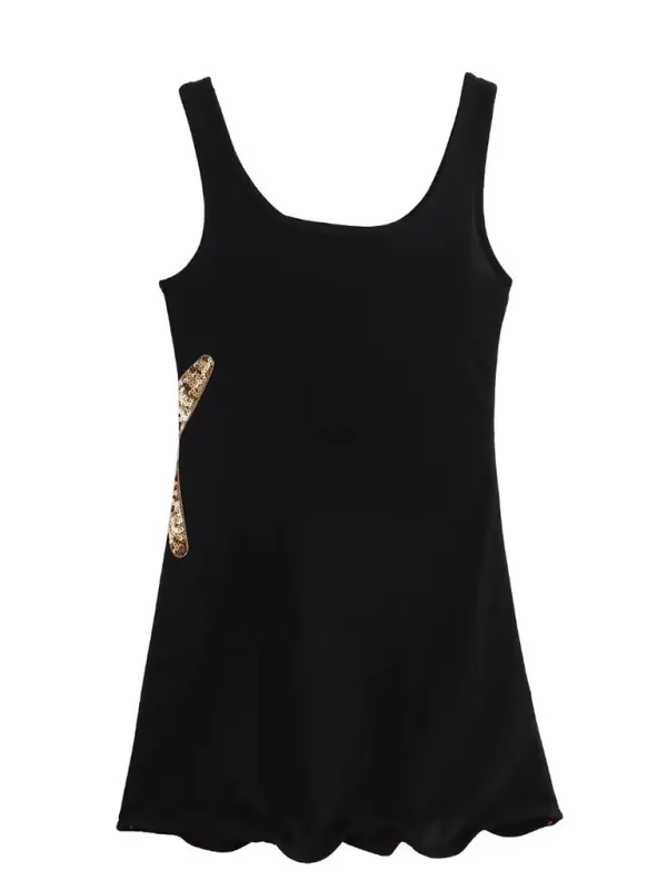 Fashionable Casual Sequin Embroidered Short Tank Top Dress