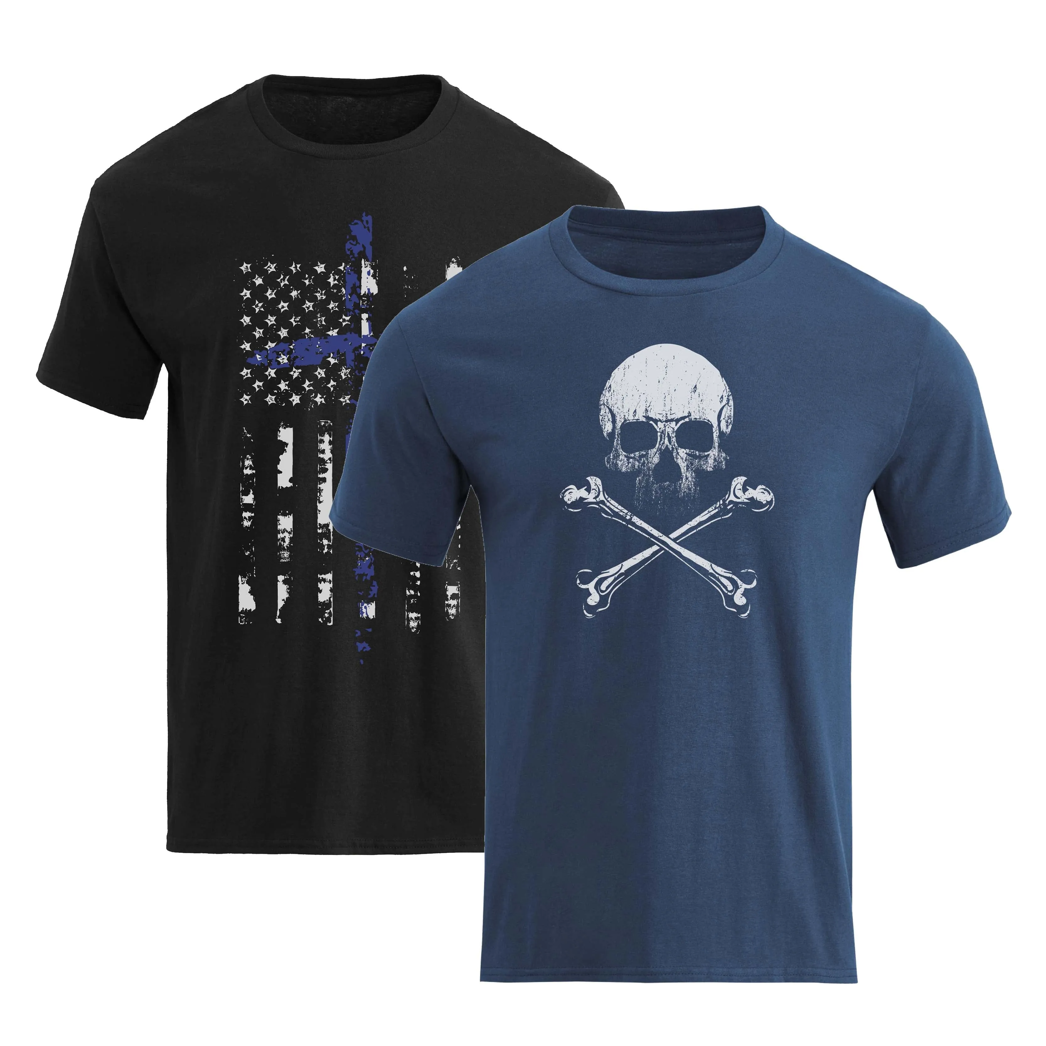 FLAG SKULL TEE - 2 PACKS