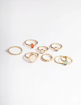 Gold Natural Stone Mixed Ring Pack