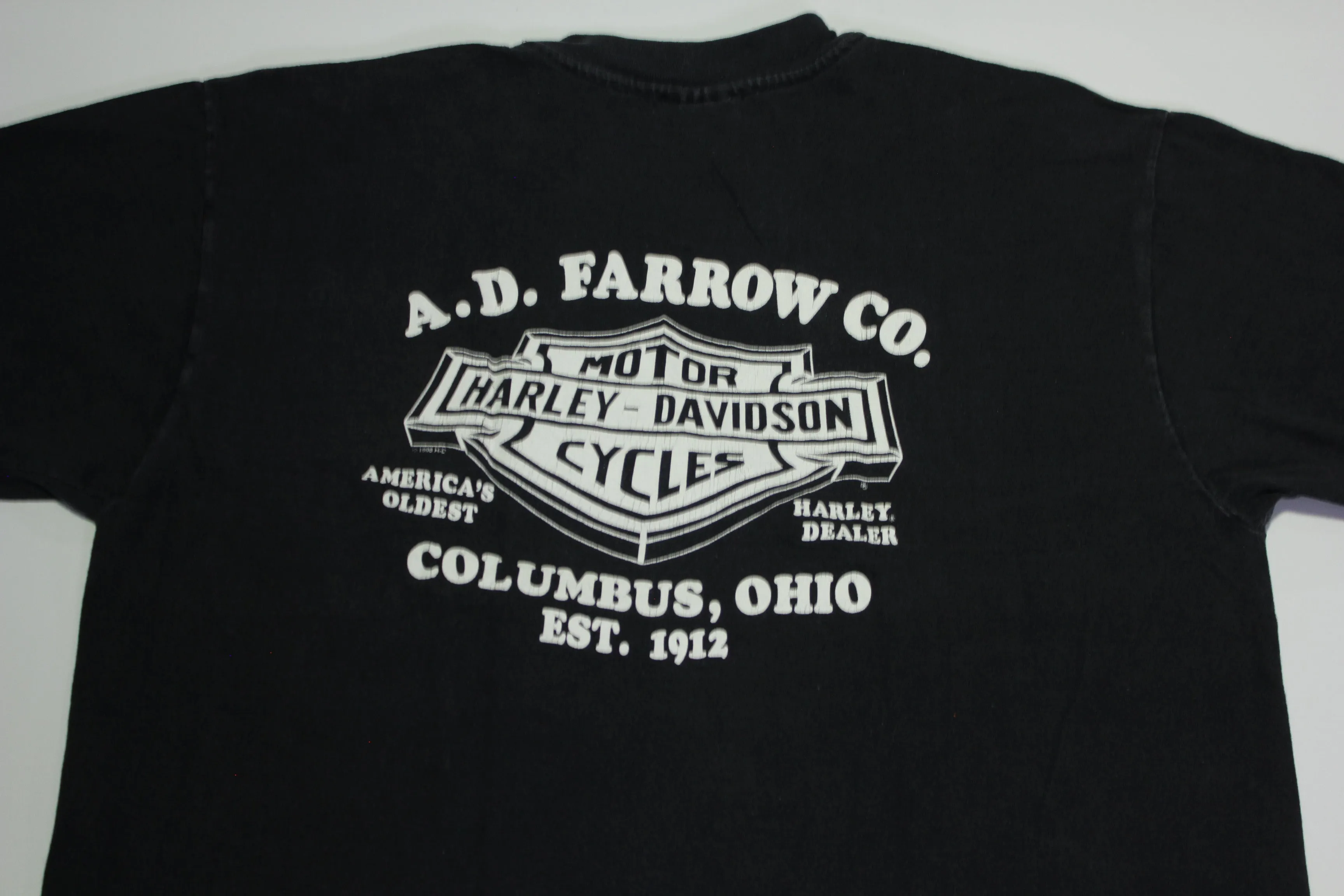 Harley Davidson Sportster Motorcycle Vintage 90's A.D. Farrow 1998 USA Stratman T-Shirt