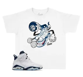 Kids Midnight Navy 6 Shirt - Fly Kicks - White