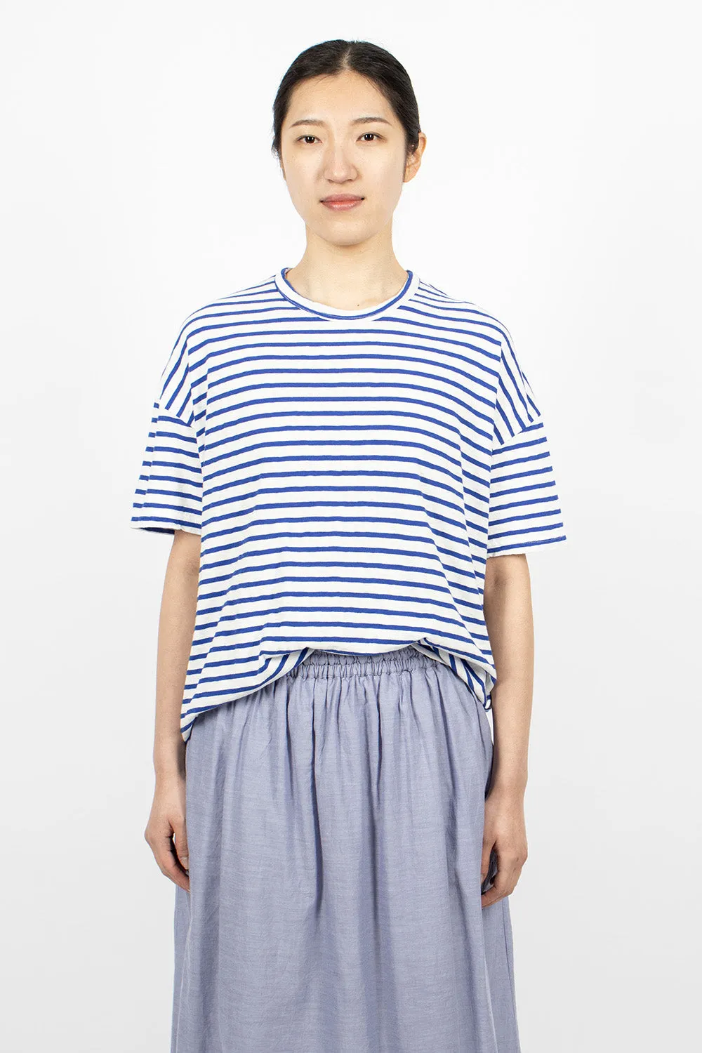 Knit Stripe T-Shirt White/Royal