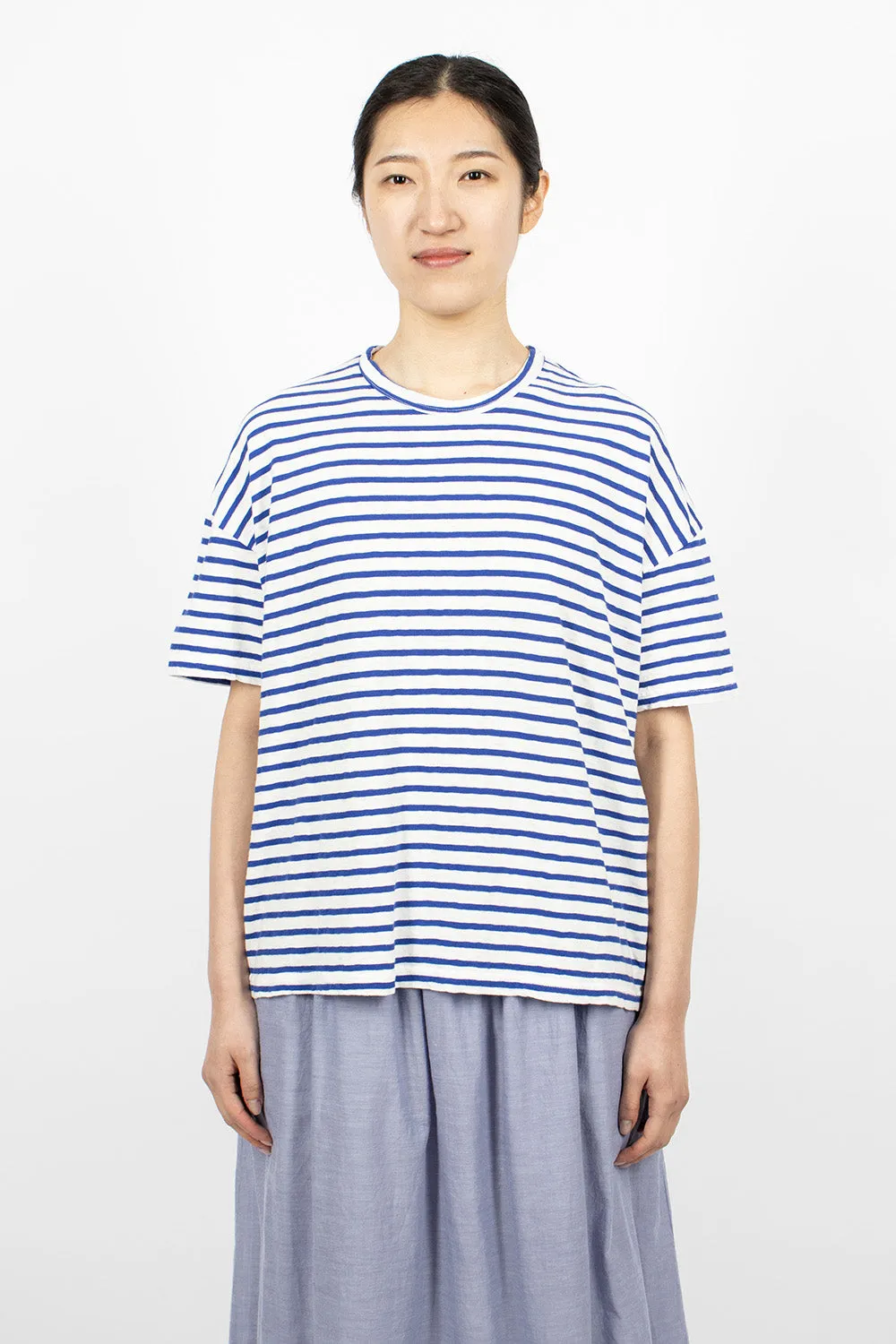 Knit Stripe T-Shirt White/Royal