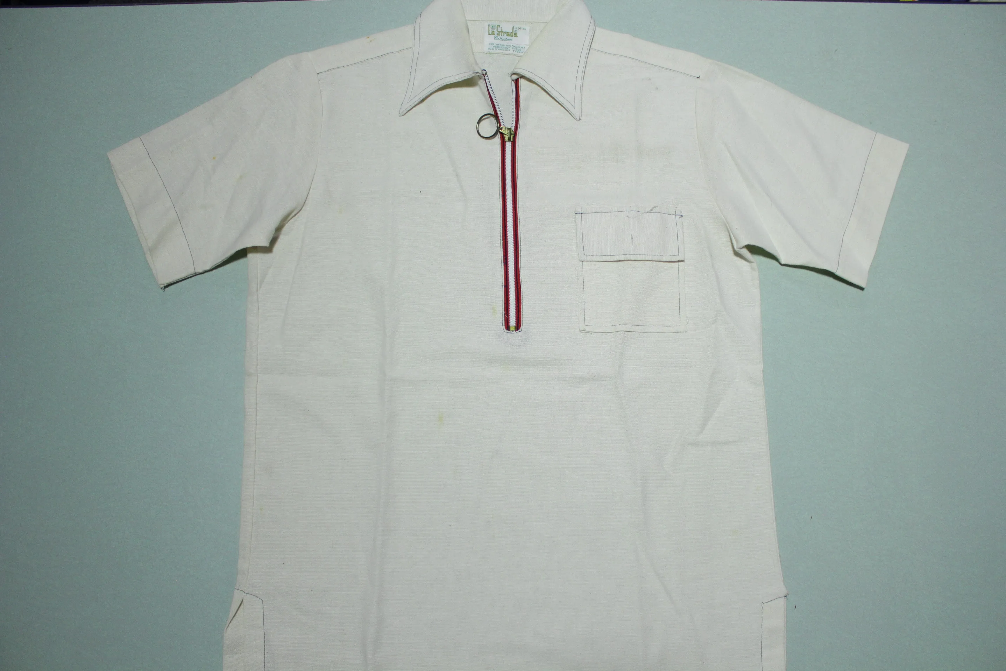 La Strada Collection Vintage 60's 70's Polo Zip Up Beach Lounge Martini Shirt