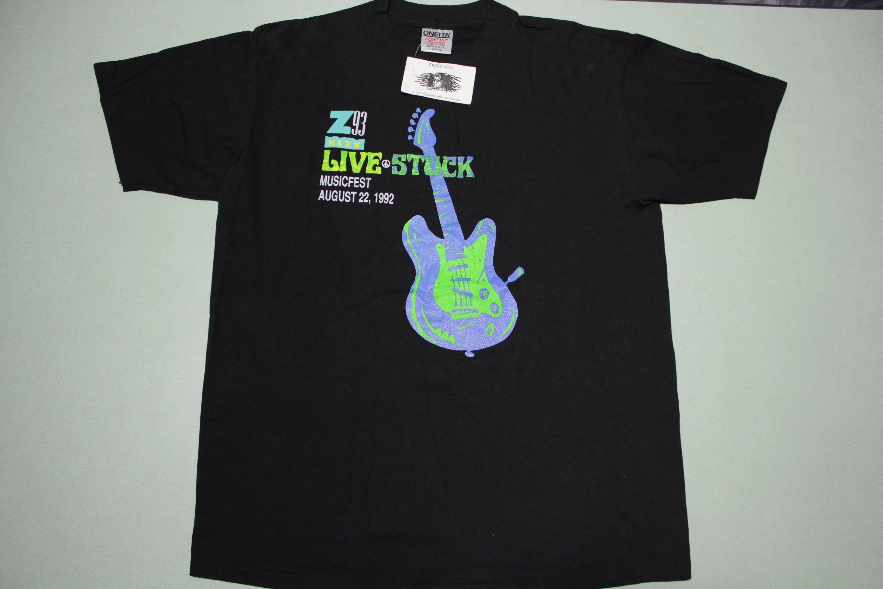 Live Stock 1992 Vintage KLZX Z93 Utah Rock Fest T-Shirt