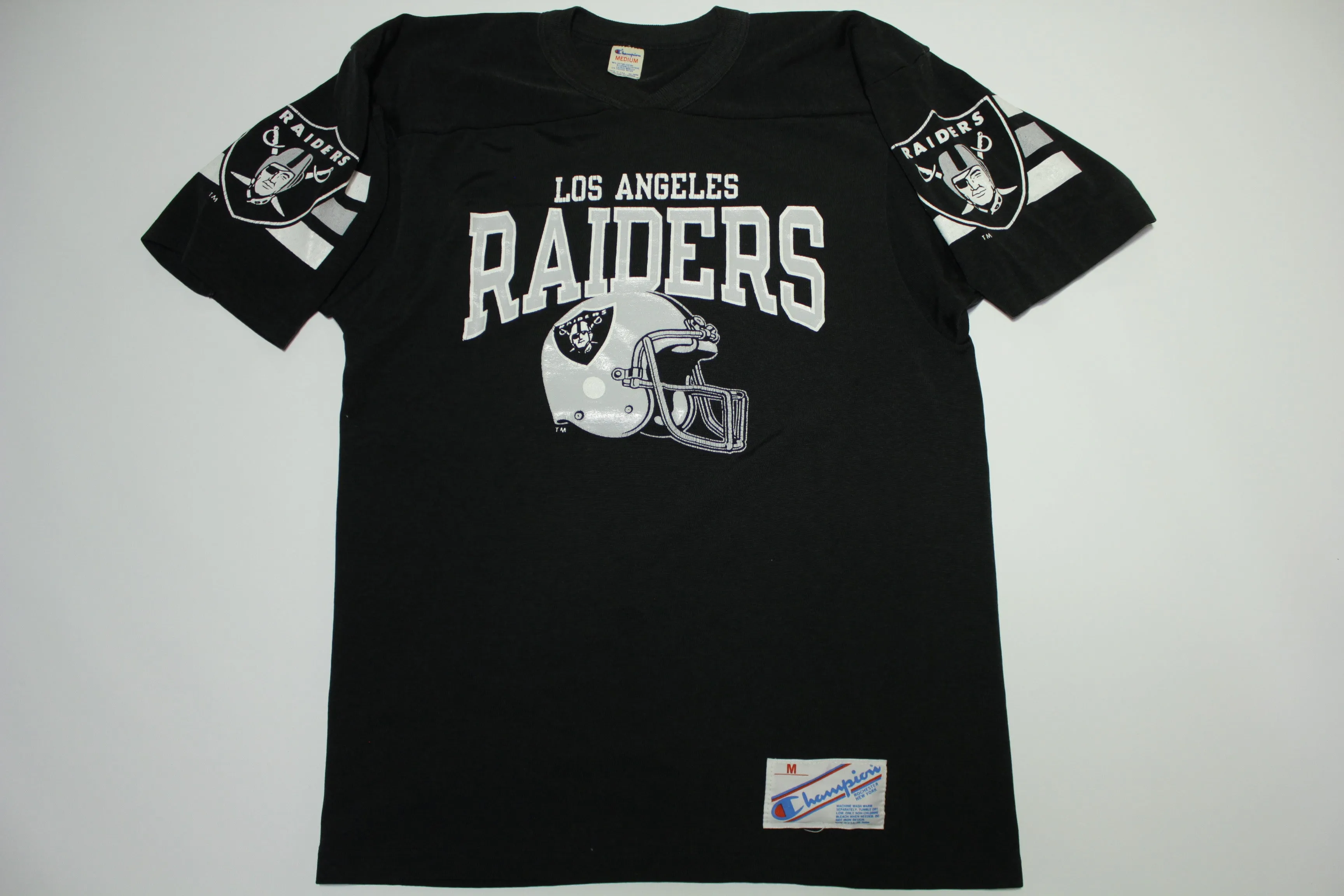 Los Angeles Raiders Vintage 80's Champion Made in USA Helmet Jersey T-Shirt