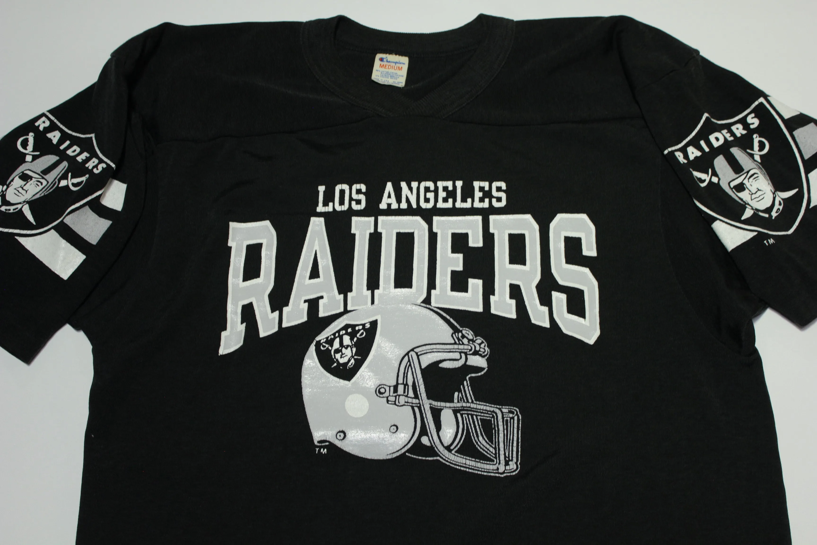 Los Angeles Raiders Vintage 80's Champion Made in USA Helmet Jersey T-Shirt