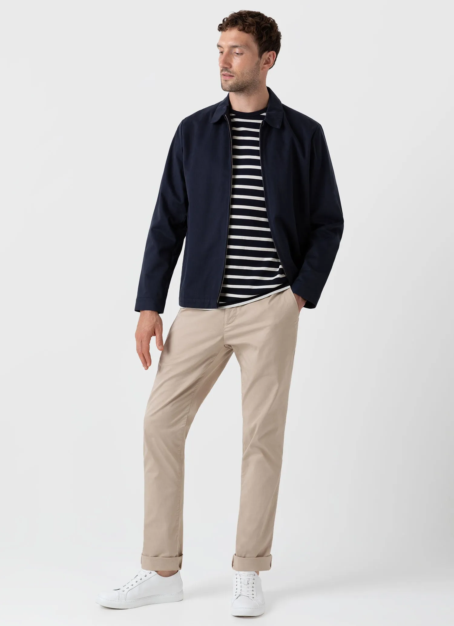 Men's Classic T-shirt in Navy/Ecru Breton Stripe