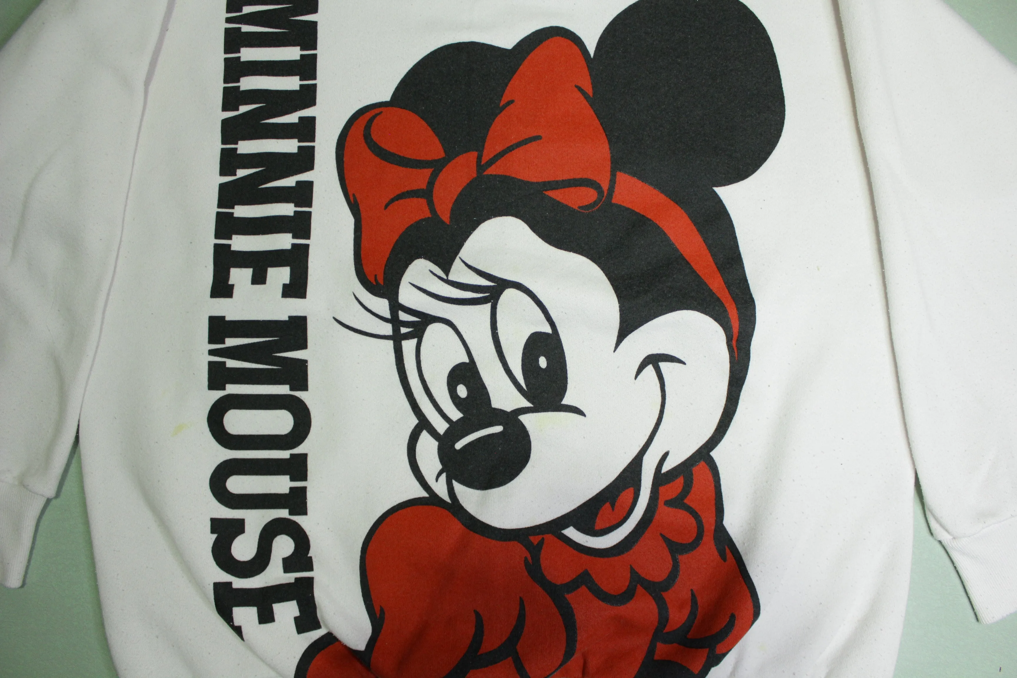 Minnie Mouse Big Face Print Vintage 80's 90's Made in USA Disney Sweatshirt