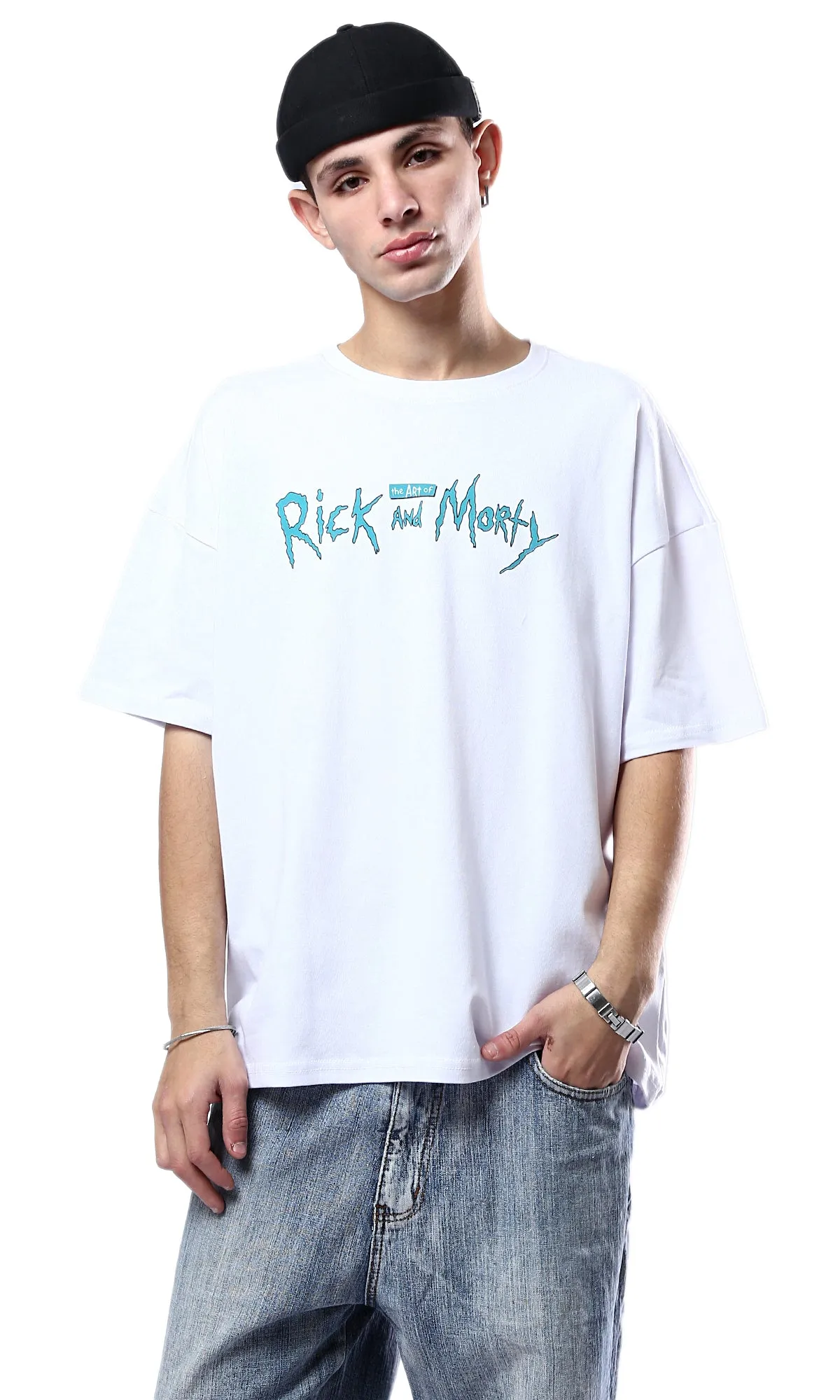 O178409 Front Print & Back Rick And Morty White Tee