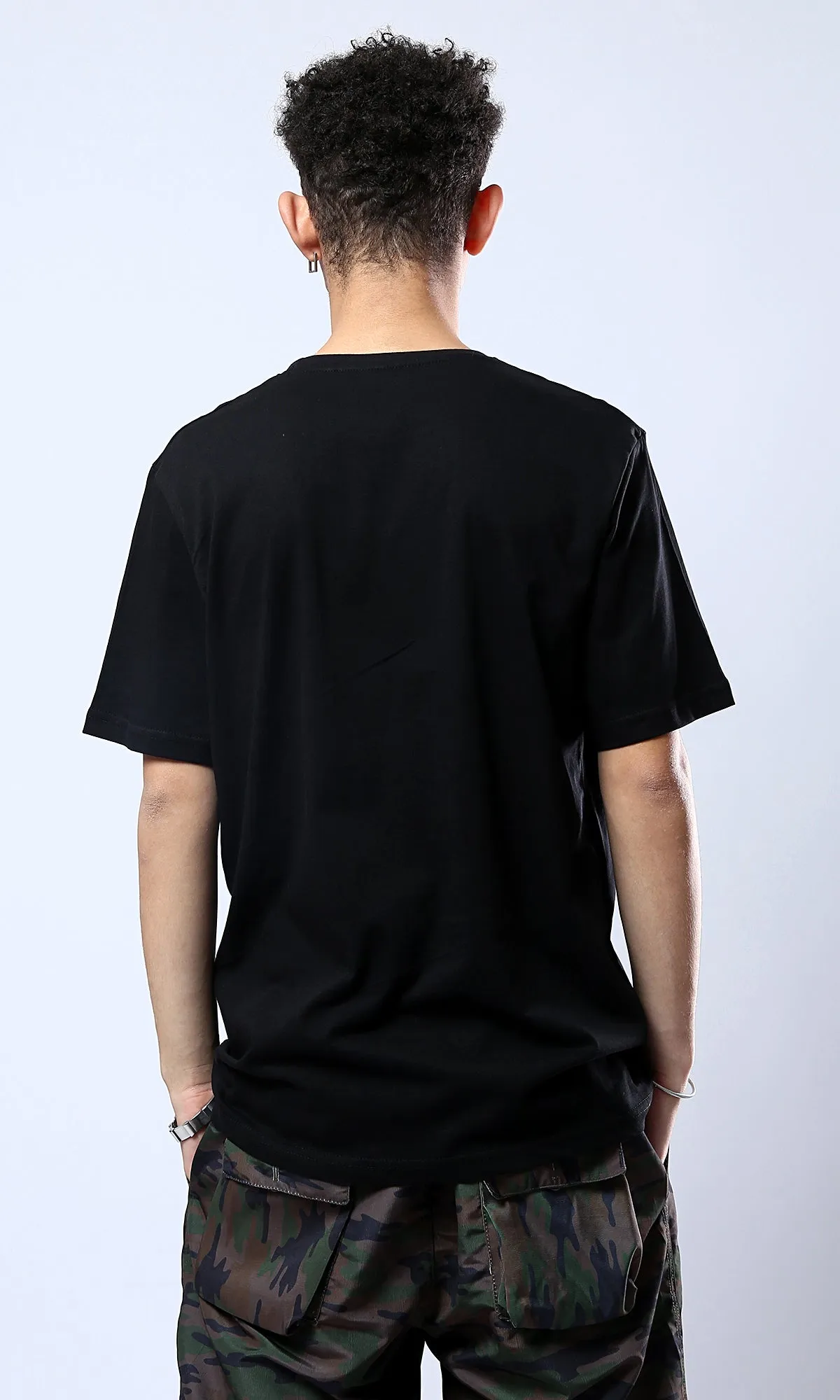 O178972 Slip On Black Printed Positive Tee