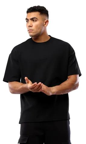 O182737 Relaxed Fit Black Tee With Elbow Sleeves