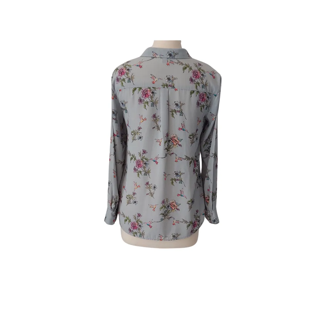 Oasis Grey Floral Printed Collared Shirt | Pre Loved |