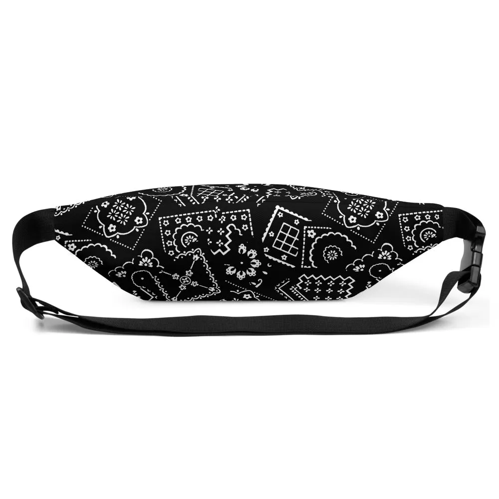 PAISLEY PRINT FANNY PACK - BLACK