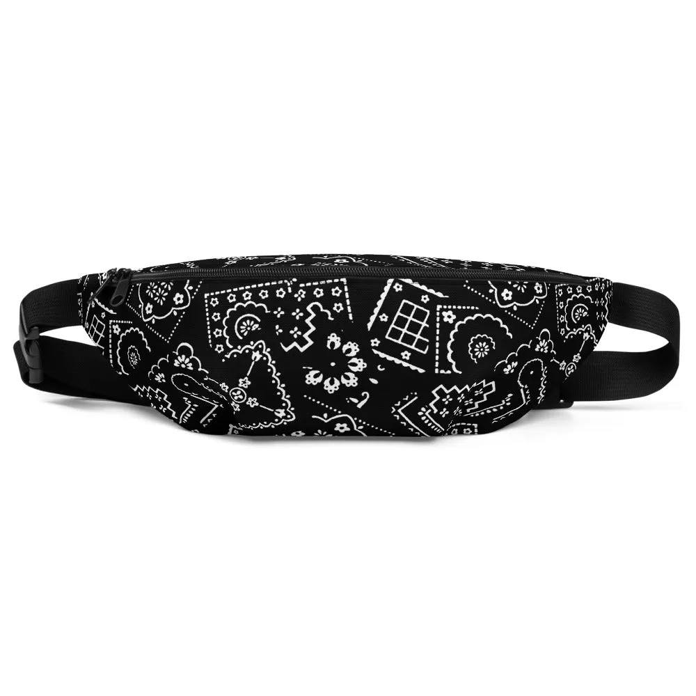 PAISLEY PRINT FANNY PACK - BLACK