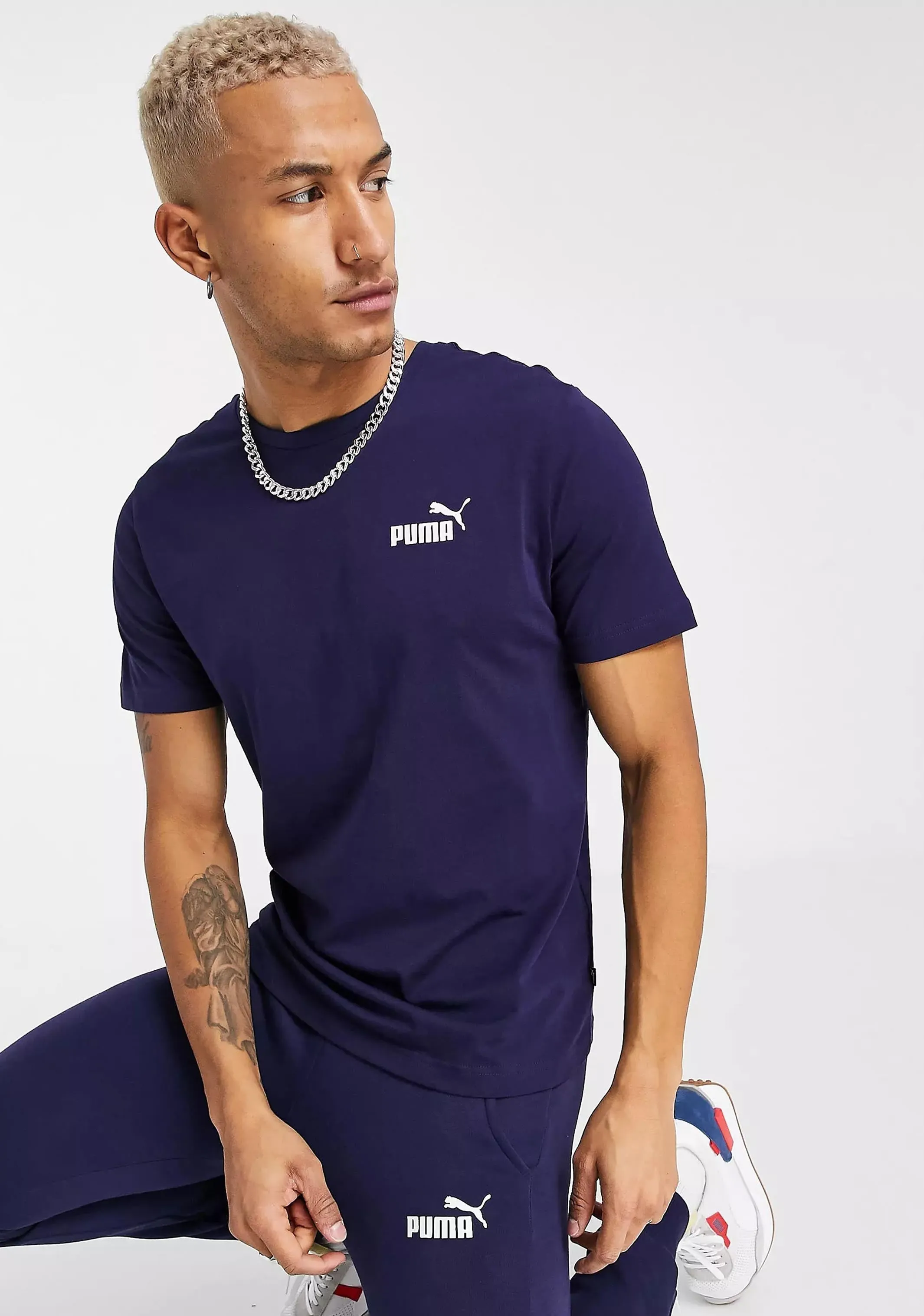 Puma Mens Essential Small Logo Tee Navy <br> 851741 06