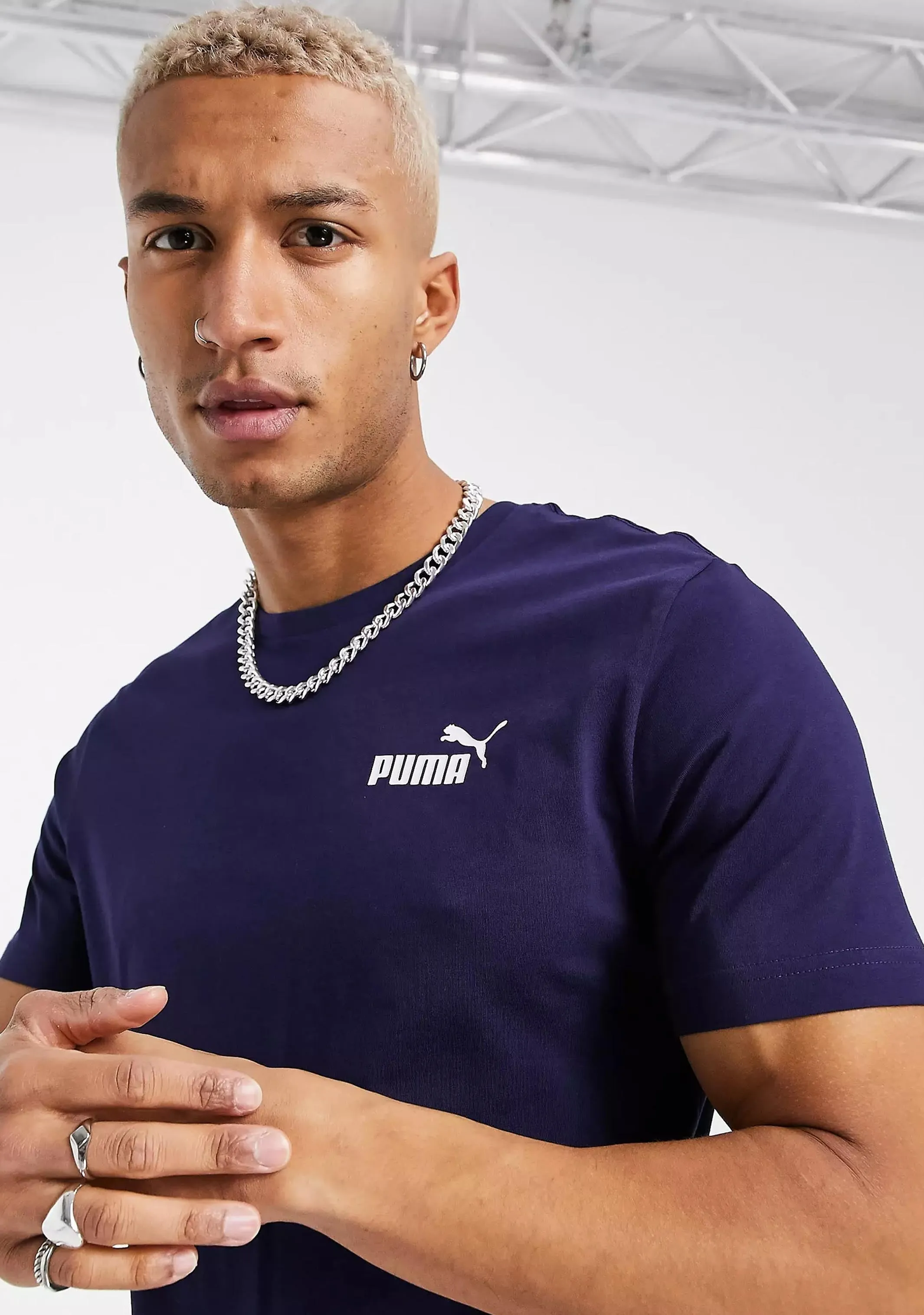 Puma Mens Essential Small Logo Tee Navy <br> 851741 06