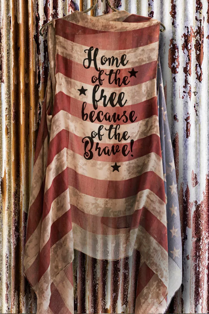 "Home of the Free" American Flag Kimono Vest