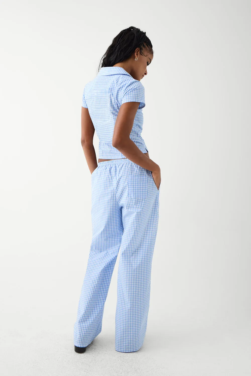 Raleigh Cotton Pant - Cloud Gingham