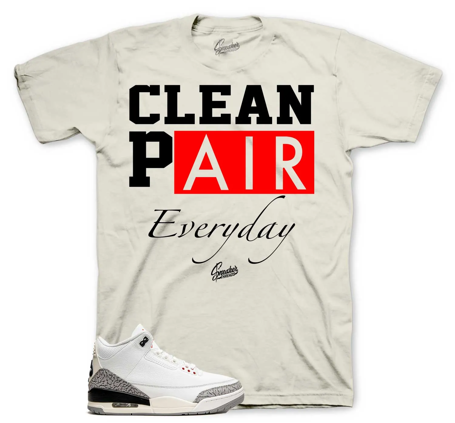 Retro 3 Reimagined White Cement Clean Pair Shirt