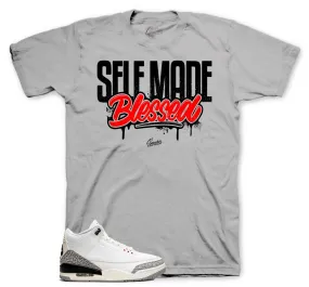 Retro 3 White Cement Reimagined Shirt - Self Made - Grey