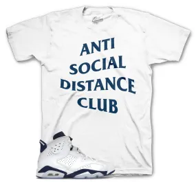 Retro 6 Midnight Navy Shirt - Social Distance - White